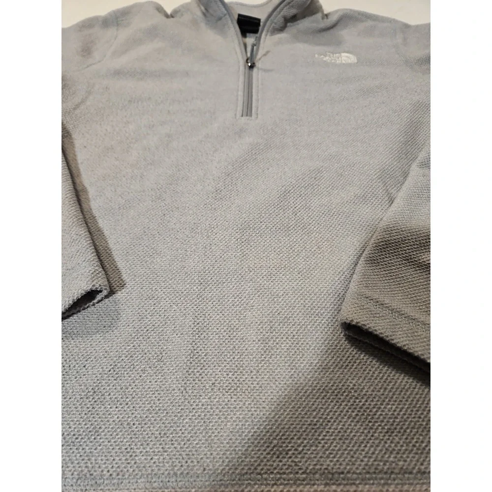 The North Face 1/4 Zip Fleece Pullover Mens Medium Gray Waffle Knit Jacket (1749